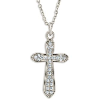 Sterling Forever Pav&eacute; Cross Pendant Necklace in Silver at Nordstrom