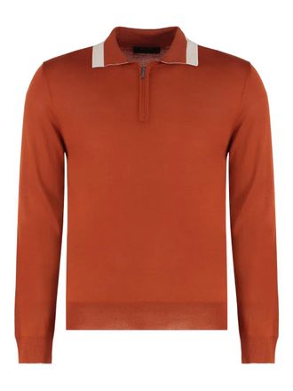 Moorer Clancy-MLL collar-zip polo shirt - Orange