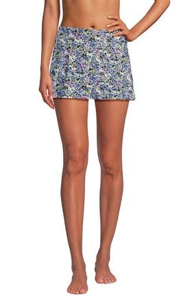 Lands End Mini Swim Skirt in White/lilac Multi Ditsy Floral at Nordstrom, Size 18