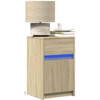 vidaXL Comodino con Luci led Rovere Sonoma in Legno Multistrato - Vidaxl