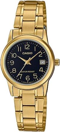 Casio Womens Black Dial Gold-Tone Stainless Steel Bracelet Watch - LTP-V002G-1BUDF