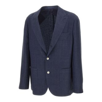 Barba Blazers, male, Blue, Size: 3XL Peak-lapel Blazer