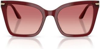 Emporio Armani 53mm Gradient Square Sunglasses in Shiny Bordeaux /Pink Red at Nordstrom