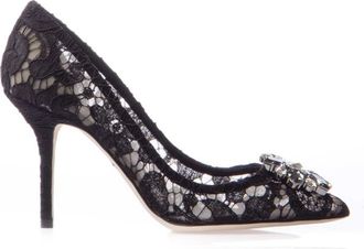 Dolce & Gabbana Regenboog Kant Bellucci Zwart Kristal Pumps - Dames - Pumps - Zwart - 36 1/2 EU - Katoen - Schoenen