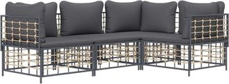 vidaXL Vidaxl - Set Muebles De Jard&iacute;n 4 Pzas Y Cojines Rat&aacute;n Pe Gris Antracita