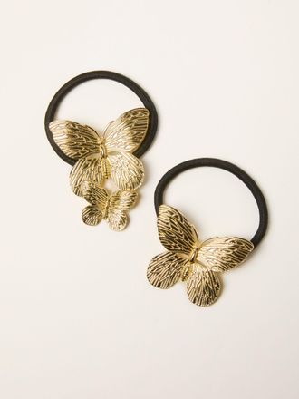 Fat Face FatFace Gold Tone 2 Pack Metal Butterfly Hair Ties