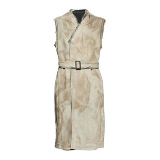 Rick Owens Belted Coats, male, Beige, Size: L Short-sleeve Coat