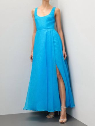 Monique Lhuillier Womens Clara Organza Dress In Blue