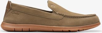 Clarks Flexway Stap Olijfgroene Su&egrave;de Schoenen