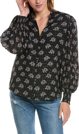 Elie Tahari Split Neck Silk-Blend Top