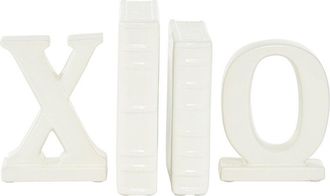 CosmoLiving by Cosmopolitan Cosmoliving By Cosmopolitan Set Of 4 X And O White Ceramic Sculpture