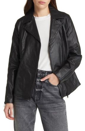 Schott NYC Long Leather Moto Jacket in Black at Nordstrom, Size X-Small