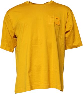 Dolce & Gabbana Dark Yellow Logo Cotton Men Crew Neck T-Shirt