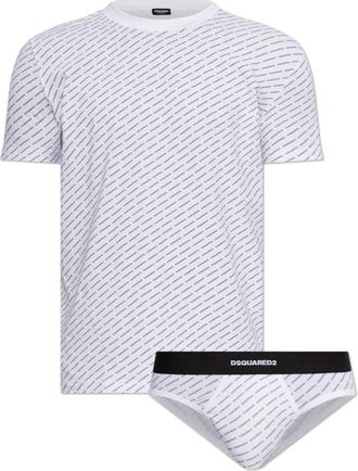 Dsquared2 Ondergoed Set: Boxershorts- T-shirt - Heren - Ondergoed - Wit - Maat: 2XL Katoen