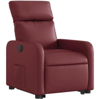 vidaXL Vidaxl - Sill&oacute;n Elevable El&eacute;ctrico Cuero Artificial Rojo Tinto