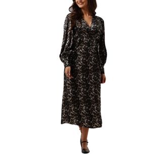 Co'Couture Luipaardprint Overjurk - Dames - Casual kleedjes - Bruin - S - Polyester - Kleedjes