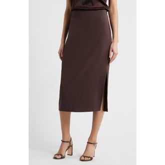 Nordstrom Crepe Midi Pencil Skirt in Brown Coffee at Nordstrom, Size Xx-Small