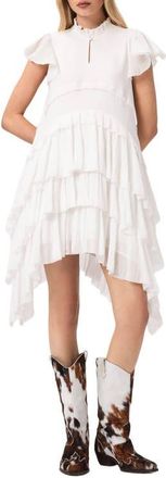 AllSaints Cavalry Layered Ruffle High-Low Dress in Chalk White at Nordstrom, Size 10 Us