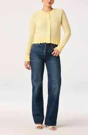ASTR the Label Karly Open Stitch Cardigan in Off White Yellow at Nordstrom Rack, Size X-Large