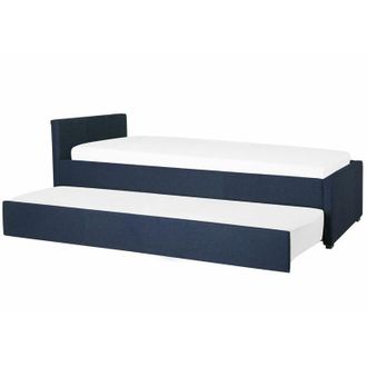 Beliani Divano Letto Estraibile in Tessuto Blu Navy Rete a Doghe 80 x 200 cm Marmande