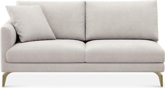 Castlery Lena Left Arm 2 Seater Sofa Customized, (Performance Fleece) Cream (Brass Legs), Spill Resistant, Removable Covers for Sofas by Castlery