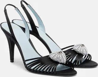 Valentino Garavani Coeur Royal satin slingback sandals