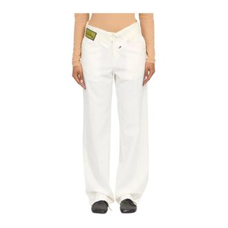Maison Margiela Tailored Trousers - female - MM6 Maison Margiela - Wide Trousers - Beige - XS - Trousers