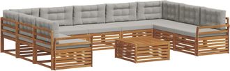 vidaXL Conjunto De Sof&aacute;s De Exterior 10 Uds. Gris Natural Y Claro Vidaxl