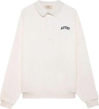 Autry White Long-Sleeve Polo With Logo