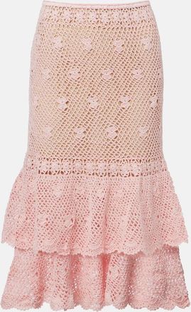 Anna Kosturova Florence crochet ruffled cotton midi skirt