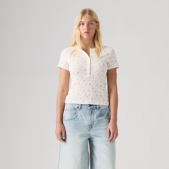Levi's T-shirt met korte mouwen in pointelle, bloemenprint