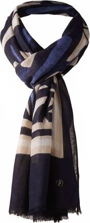 Joseph Ribkoff Abstract Print Fringe Scarf In Vanilla/multi
