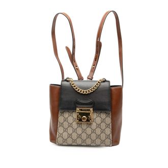 Gucci Pre-owned Womens Gg Supreme Padlock Backpack - Tan Textile - One Size