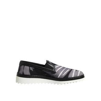 Dolce & Gabbana Zwarte tropische instap sneakers - Heren - Loafers - Zwart - 39 1/2 EU - Katoen - Schoenen