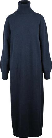 Fabiana Filippi Abito lungo in maglia - Dames - Kleedjes - Blauw - M - Wol - Kleedjes