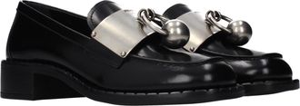 Prada Womens Black Leather Slip-On Loafers