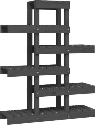 vidaXL Vidaxl - Soporte para plantas madera maciza pino gris 85x25x109,5 cm
