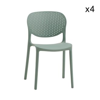 Konte Design Lote de 4 sillas de polipropileno verde, apilables