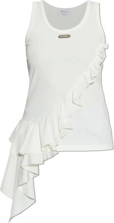 Alexander McQueen Alexander McQueen, Sleeveless Tops, female, White, Size: XS Asymmetric Ruffle Tank Top