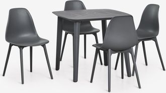 Sklum Set De Mesa Cuadrada 85x85 Cm Y 4 Sillas De Jard&iacute;n En Polipropileno Scand Sklum