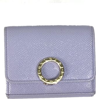 Bulgari Purple Leather Wallet (Tri-Fold) (Pre-Owned)