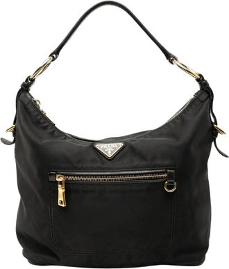 Prada Pre-owned Shoulder Bags, female, Black, Size: ONE SIZE Pre-owned Nylon Hobo Bag