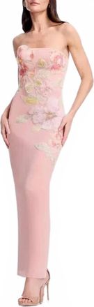 Dress The Population Viviana Floral Column Gown In Pink