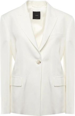 Pinko Witte Revers Kraag Jas Korte Achterkant - Dames - Blazers - Wit - M - Jassen