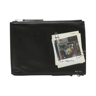 Paul Smith Fotografische print Leren Reistasje - Heren - Tassen - Zwart - Maat: ONE Size Zijde