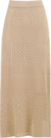 Akep Lange Rok in Kantsteek - Dames - Maxi Rokken - Beige - M - Polyester - Rokken