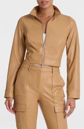 Commando Faux Leather Crop Biker Jacket in Camel at Nordstrom Rack, Size X-Large