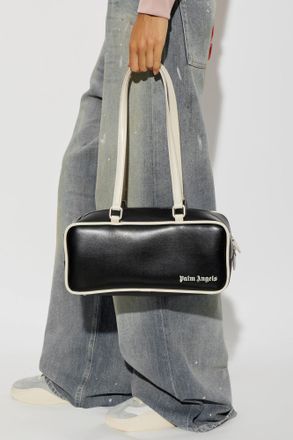 Palm Angels Leather Bag With Logo, Womens, Black