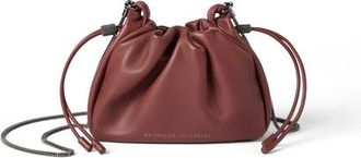 Brunello Cucinelli Soft leather mini Mellow Bucket bag in Firebrick at Nordstrom