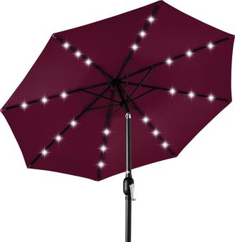 Best Choice Products 10ft Solar LED Lighted Patio Umbrella w/ Tilt Adjustment, UV-Resistant Fabric